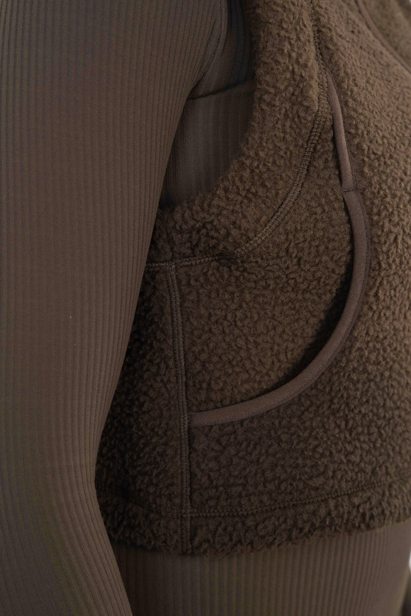 Vitality Polar Fleece Cropped Vest - Toasted Walnut