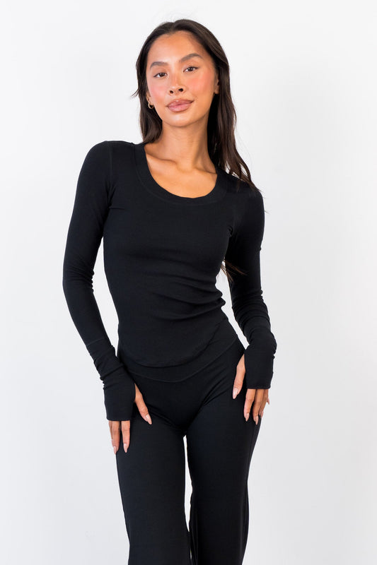Vitality Essential Rib Scoop Top - Midnight