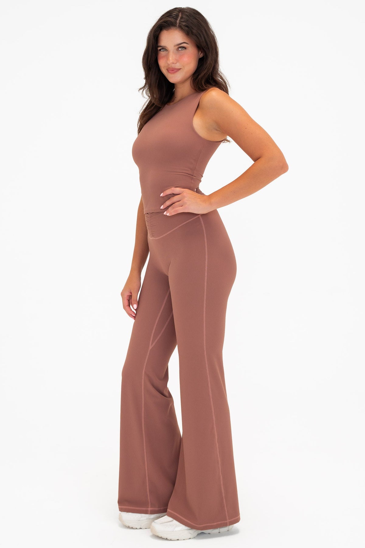 Cloud II™ Rib Cinch Wide Leg Trouser - Sepia