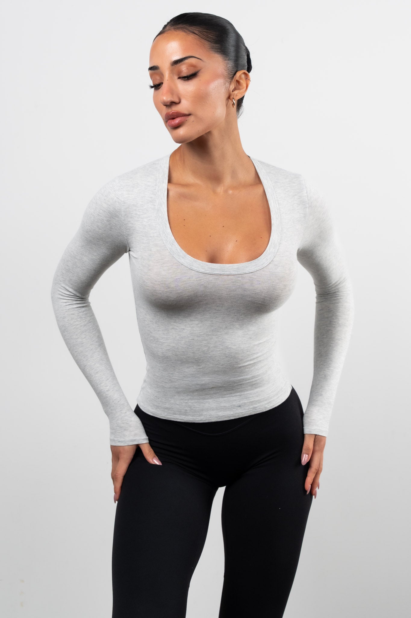 Vitality Basis® Scoop Long Sleeve - Stone Heather