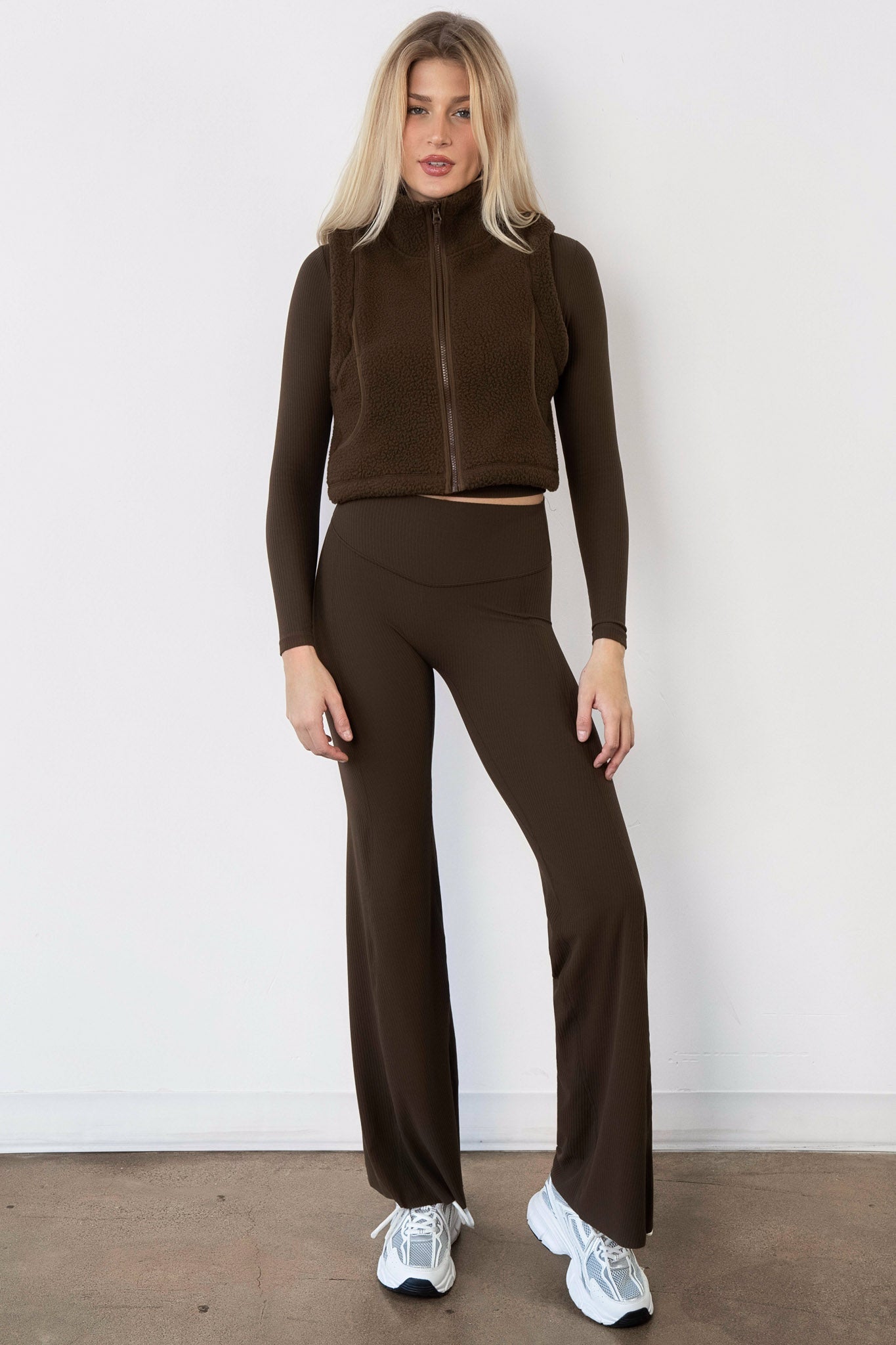 Vitality Polar Fleece Cropped Vest - Toasted Walnut