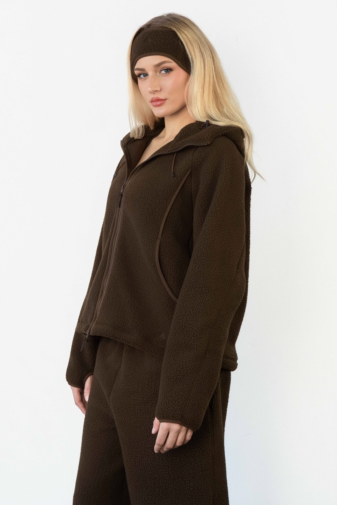 Vitality Polar Fleece Full Zip Hoodie - Toasted Walnut