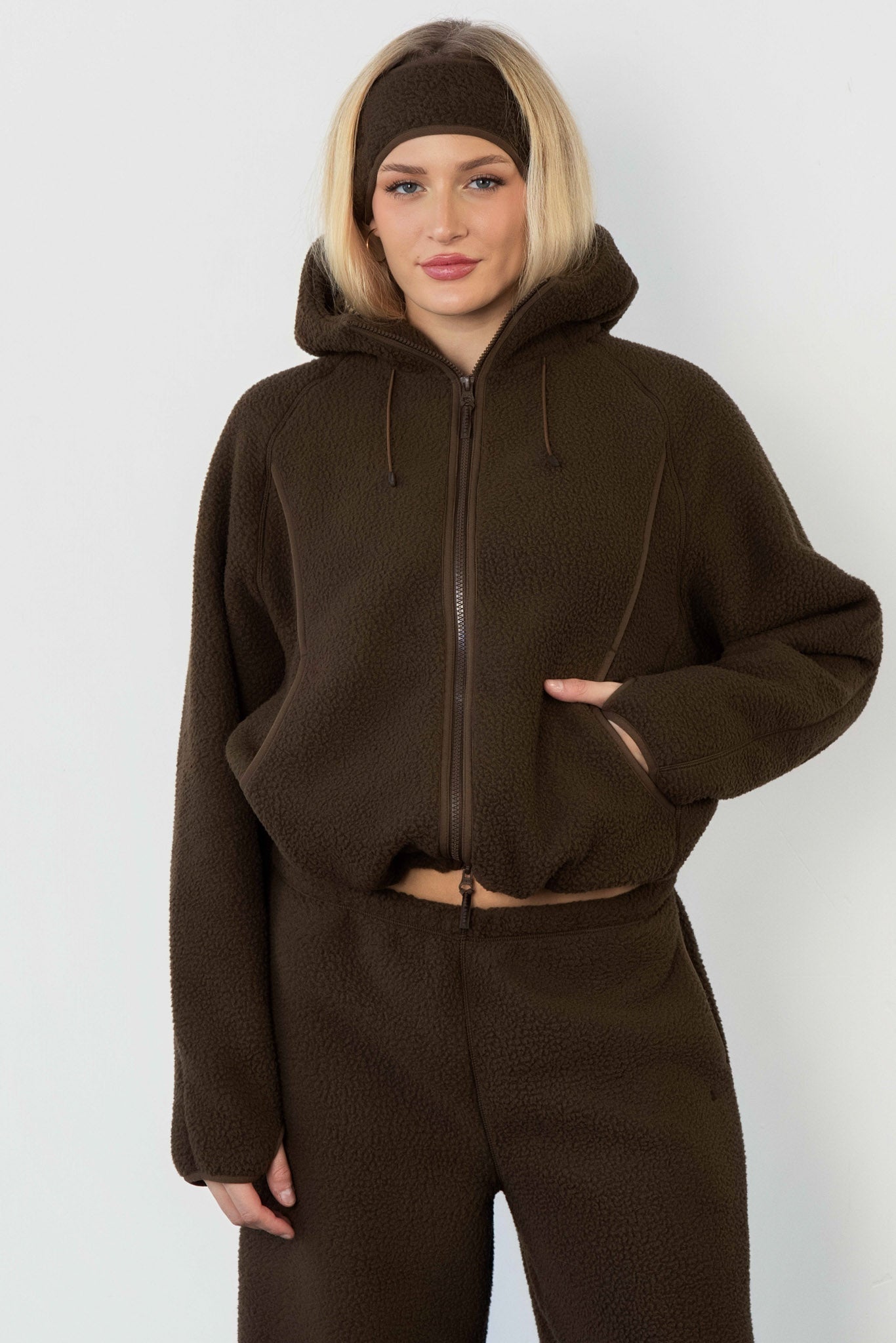 Vitality Polar Fleece Full Zip Hoodie - Toasted Walnut