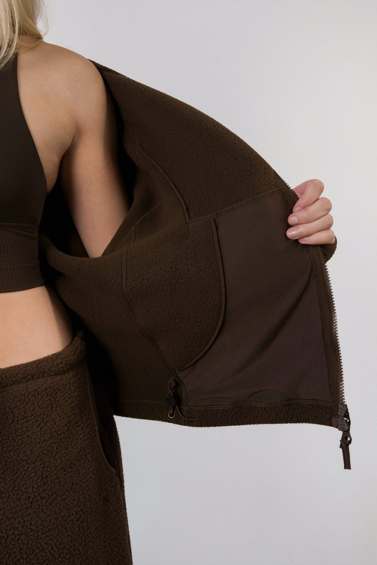 Vitality Polar Fleece Full Zip Hoodie - Toasted Walnut