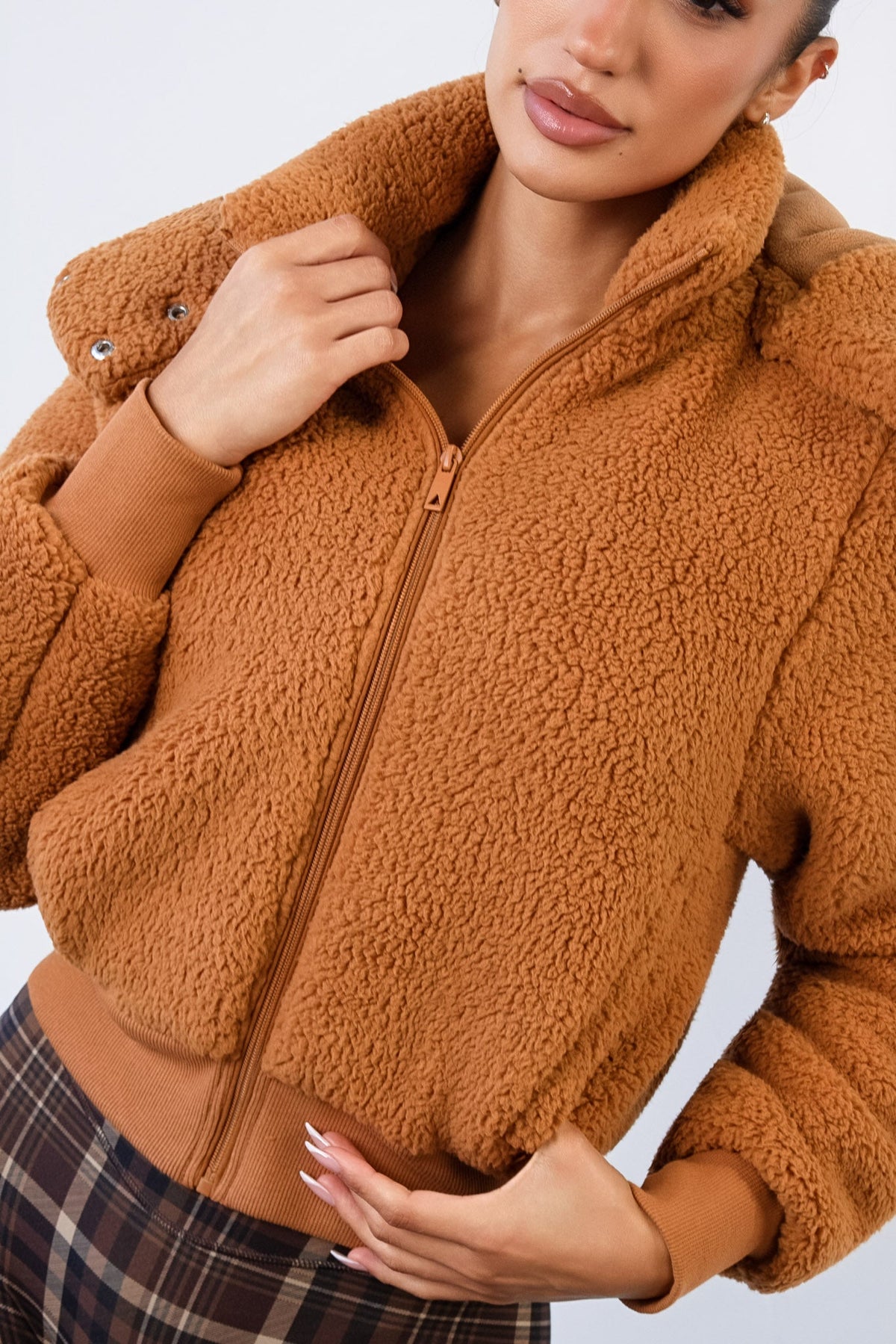 Vitality Teddy Bomber Jacket - Caramel