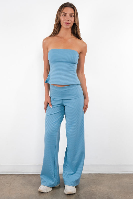 Vitality Microstripe Foldover Pant - Meadow Microstripe