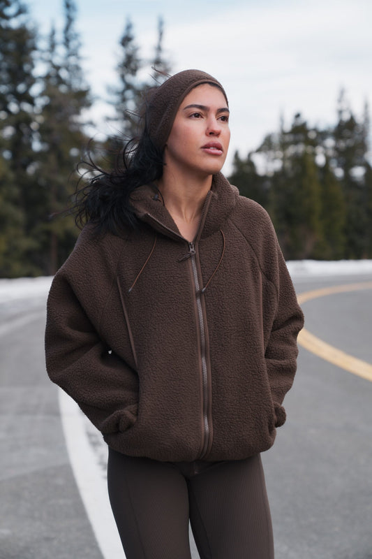 Vitality Polar Fleece Full Zip Hoodie - Toasted Walnut