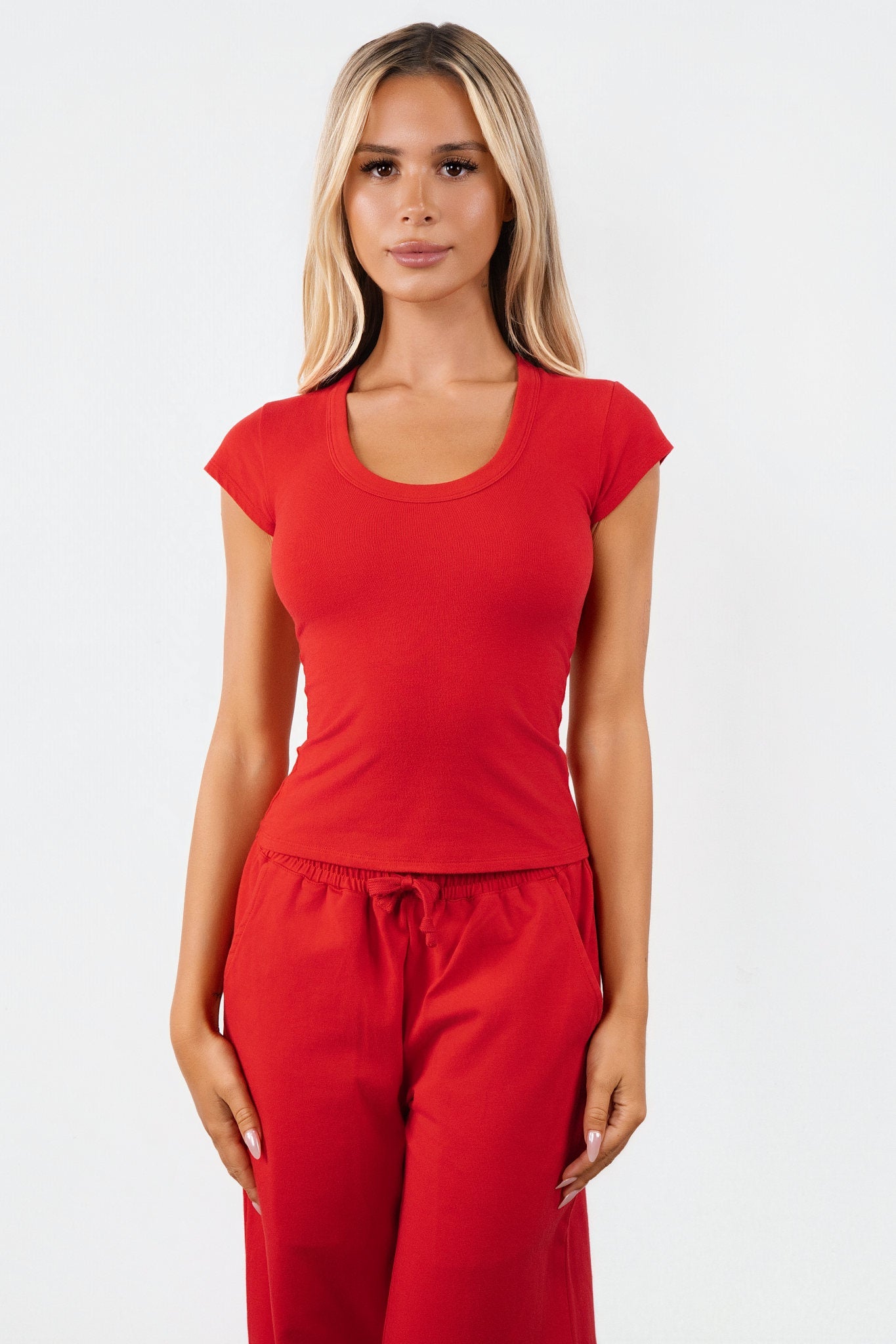 Vitality Basis® Scoop Tee - Poppy