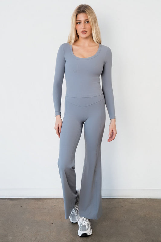 Cloud II™ Rib Wide Leg Trouser - Pebble