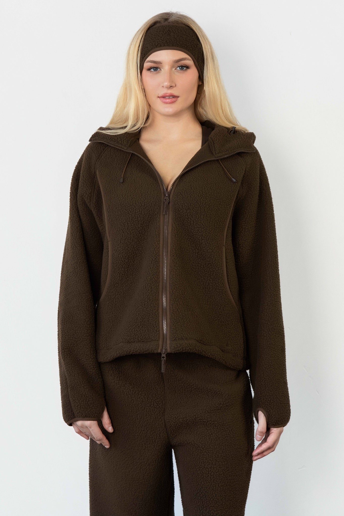 Vitality Polar Fleece Full Zip Hoodie - Toasted Walnut