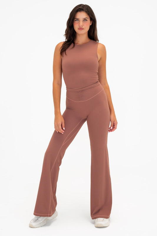 Cloud II™ Rib Cinch Wide Leg Trouser - Sepia